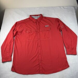 Columbia PFG Fishing‎ Shirt Mens XXL Red Long Sleeve Vented Omni-Shade Ripstop